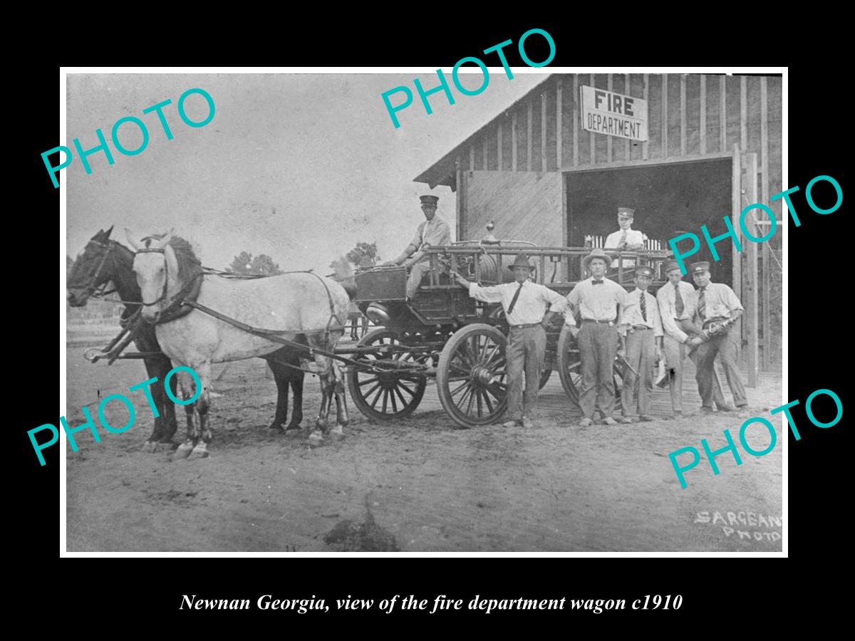 OLD LARGE HISTORIC PHOTO OF NEWNAN GEORGIA, THE FIRE DEPARTMENT TRUCK c1910