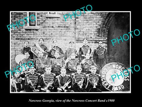 OLD LARGE HISTORIC PHOTO OF NORCROSS GEORGIA, THE TOWN CONCERT BAND c1900