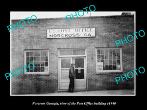 OLD LARGE HISTORIC PHOTO OF NORCROSS GEORGIA, THE POST OFFICE BUILDING c1940