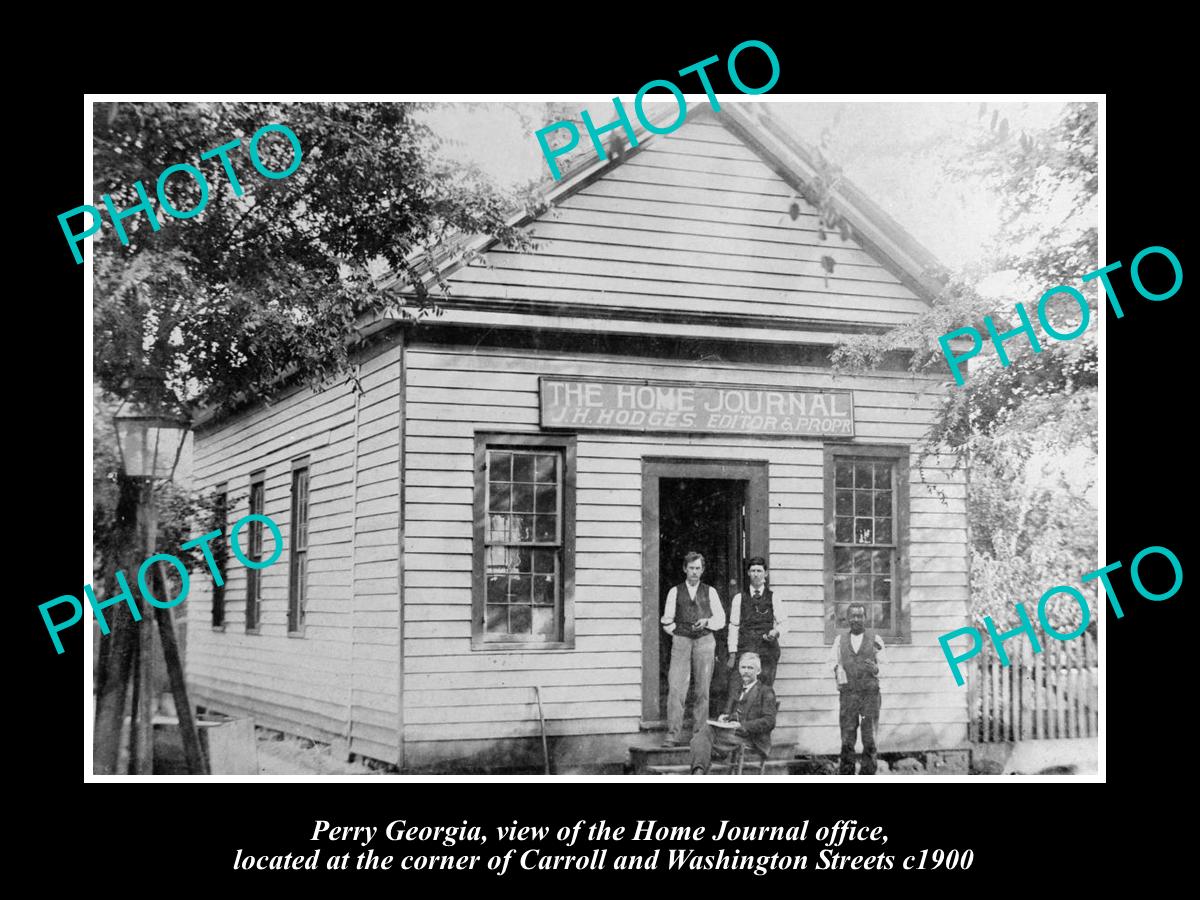 OLD LARGE HISTORIC PHOTO OF PERRY GEORGIA, VIEW OF THE HOME JOUNRAL OFFICE c1900