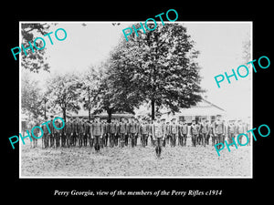 OLD LARGE HISTORIC PHOTO OF PERRY GEORGIA, VIEW OF THE PERRY RIFLES GROUP c1914