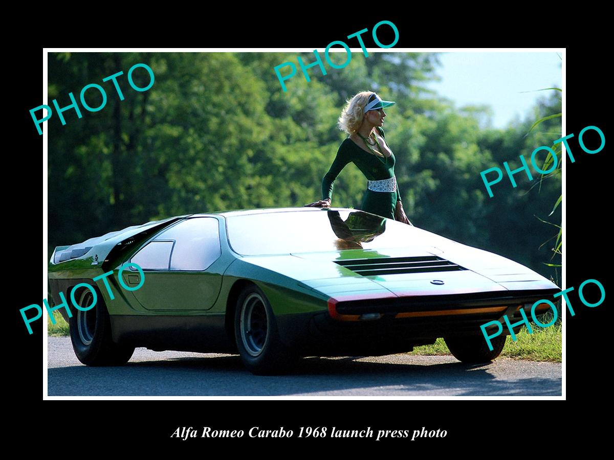 OLD LARGE HISTORIC PHOTO OF 1968 ALFA ROMEO CARABO LAUNCH PRESS PHOTO 1