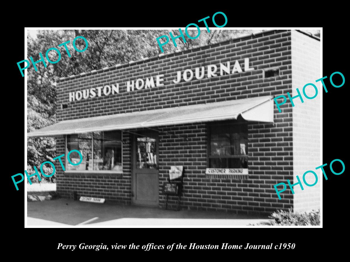 OLD LARGE HISTORIC PHOTO OF PERRY GEORGIA, THE HOUSTON HOME JOURNAL OFFICE c1950