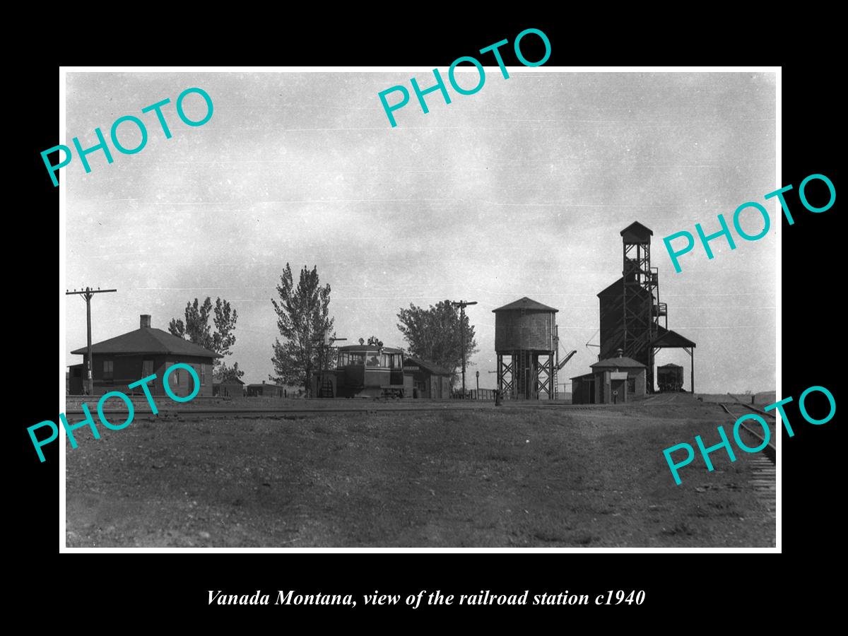 OLD LARGE HISTORIC PHOTO OF VANADA MONTANA, THE RAILROAD DEPOT STATION c1940