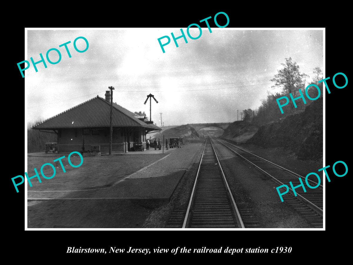 OLD LARGE HISTORIC PHOTO OF BLAIRSTOWN NEW JERSEY RAILROAD DEPOT STATION c1930