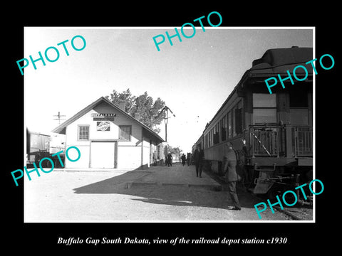 OLD LARGE HISTORIC PHOTO OF BUFFALO GAP SOUTH DAKOTA RAILROAD DEPOT STATION 1930