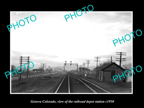 OLD LARGE HISTORIC PHOTO OF GENEVA COLORADO, THE RAILROAD DEPOT STATION c1950