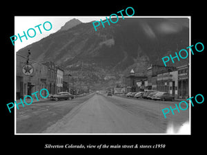 OLD LARGE HISTORIC PHOTO OF SILVERTON COLORADO, THE MAIN STREET & STORES c1950