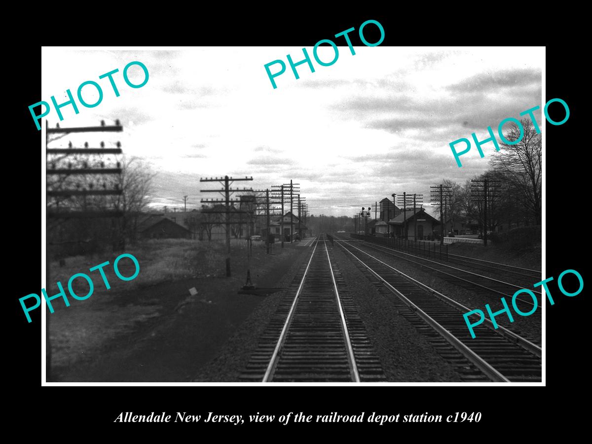 OLD LARGE HISTORIC PHOTO OF ALLENDALE NEW JERSEY RAILROAD DEPOT STATION c1940