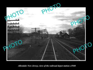 OLD LARGE HISTORIC PHOTO OF ALLENDALE NEW JERSEY RAILROAD DEPOT STATION c1940