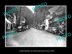 OLD LARGE HISTORIC PHOTO OF CREEDE COLORADO, THE MAIN STREET & STORES c1940