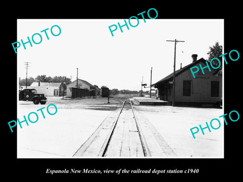 OLD LARGE HISTORIC PHOTO OF ESPANOLA NEW MEXICO THE RAILROAD DEPOT STATION c1940