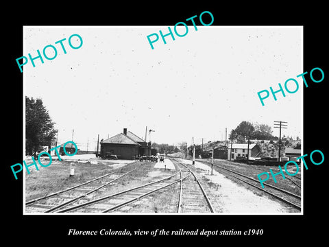 OLD LARGE HISTORIC PHOTO OF FLORENCE COLORADO, THE RAILROAD DEPOT STATION c1940