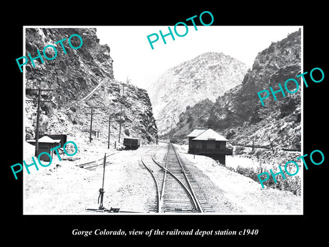 OLD LARGE HISTORIC PHOTO OF GORGE COLORADO, THE RAILROAD DEPOT STATION c1940