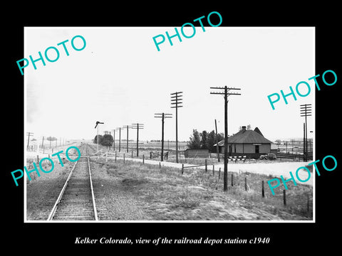 OLD LARGE HISTORIC PHOTO OF KELKER COLORADO, THE RAILROAD DEPOT STATION c1940