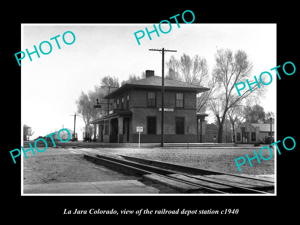 OLD LARGE HISTORIC PHOTO OF LA JARA COLORADO, THE RAILROAD DEPOT STATION c1940