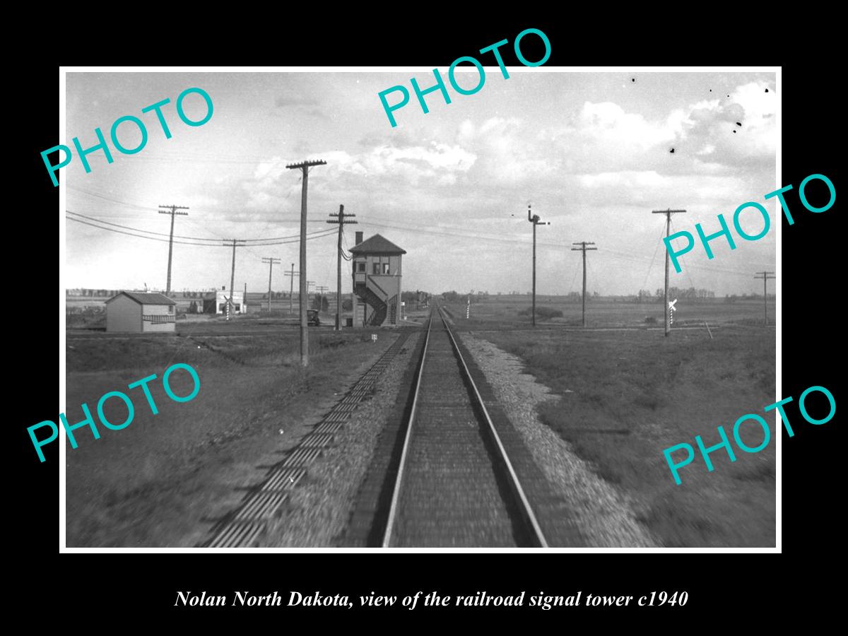 OLD LARGE HISTORIC PHOTO OF NOLAN NORTH DAKOTA RAILROAD SIGNAL TOWER c1940