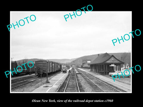 OLD LARGE HISTORIC PHOTO OF OLEAN NEW YORK, THE RAILROAD DEPOT STATION c1960