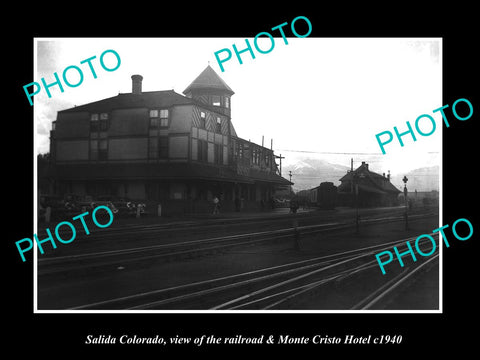 OLD LARGE HISTORIC PHOTO OF SALIDA COLORADO, THE MONTE CRISTO HOTEL c1940