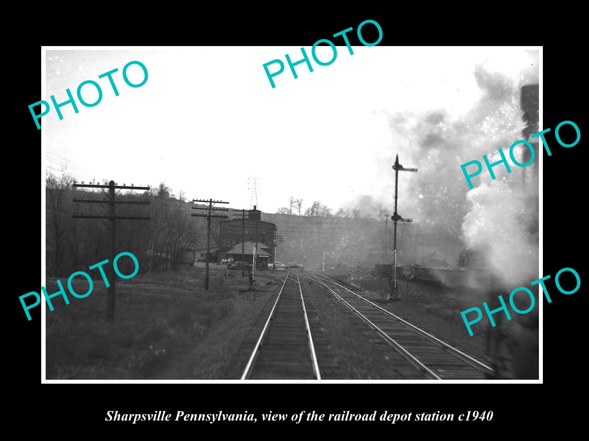 OLD LARGE HISTORIC PHOTO OF SHARPSVILLE PENNSYLVANIA RAILROAD DEPOT STATION 1940