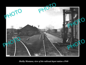 OLD LARGE HISTORIC PHOTO OF SHELBY MONTANA, THE RAILROAD DEPOT STATION c1940