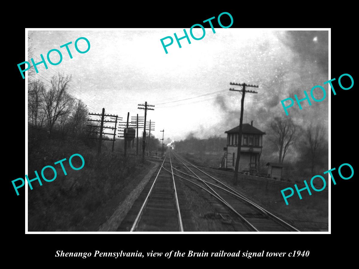 OLD LARGE HISTORIC PHOTO OF SHENANGO PENNSYLVANIA RAILROAD SIGNAL TOWER c1940