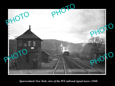 OLD LARGE HISTORIC PHOTO OF SPARROWBUSH NEW YORK RAILROAD SIGNAL TOWER c1940