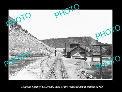 OLD LARGE HISTORIC PHOTO OF SULPHUR SPRINGS COLORADO RAILROAD DEPOT STATION 1940