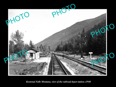 OLD LARGE HISTORIC PHOTO OF KOOTENAI FALLS MONTANA RAILROAD DEPOT STATION c1940