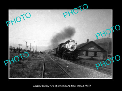 OLD LARGE HISTORIC PHOTO OF LACLEDE IDAHO, THE RAILROAD DEPOT STATION c1940