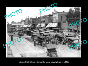 OLD LARGE HISTORIC PHOTO OF HOWELL MICHIGAN, THE MAIN STREET & STORES c1915