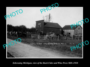 OLD LARGE HISTORIC PHOTO OF SEBEWAING MICHIGAN, THE CIDER & WINE MILL c1910