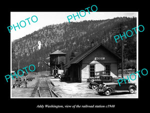 OLD LARGE HISTORIC PHOTO OF ADDY WASHINGTON, THE RAILROAD DEPOT STATION c1940