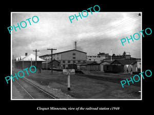 OLD LARGE HISTORIC PHOTO OF CLOQUET MINNESOTA, THE RAILROAD DEPOT STATION c1940