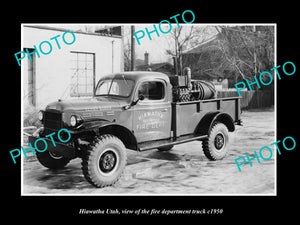 OLD LARGE HISTORIC PHOTO OF HIAWATHA UTAH, THE FIRE DEPARTMENT TRUCK 1950