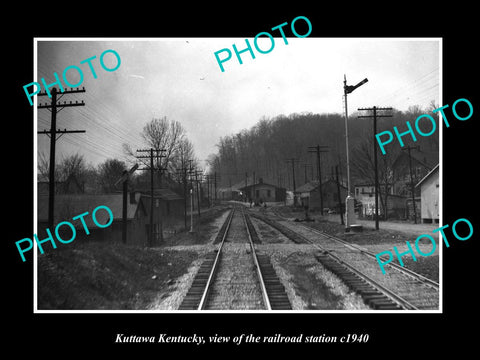 OLD LARGE HISTORIC PHOTO OF KUTTAWA KENTUCKY, THE RAILROAD DEPOT STATION c1940