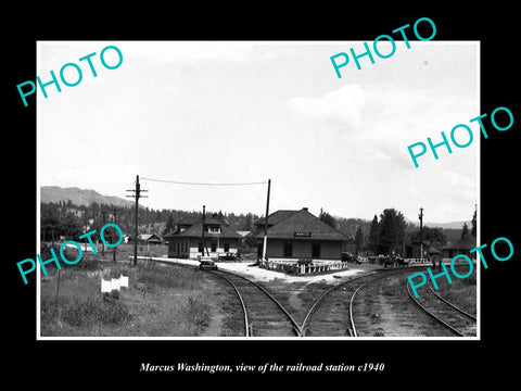 OLD LARGE HISTORIC PHOTO OF MARCUS WASHINGTON, THE RAILROAD DEPOT STATION c1940