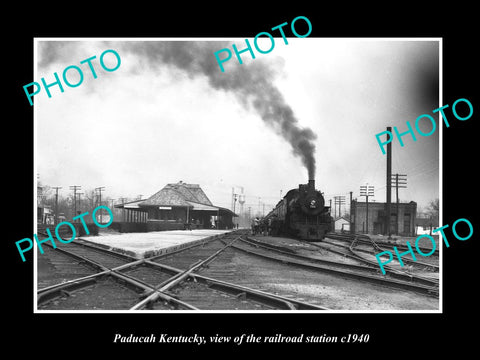 OLD LARGE HISTORIC PHOTO OF PADUCAH KENTUCKY, THE RAILROAD DEPOT STATION c1940