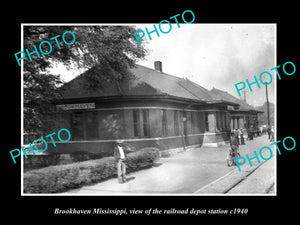 OLD LARGE HISTORIC PHOTO OF BROOKHAVEN MISSISSIPPI RAILROAD DEPOT STATION 1940