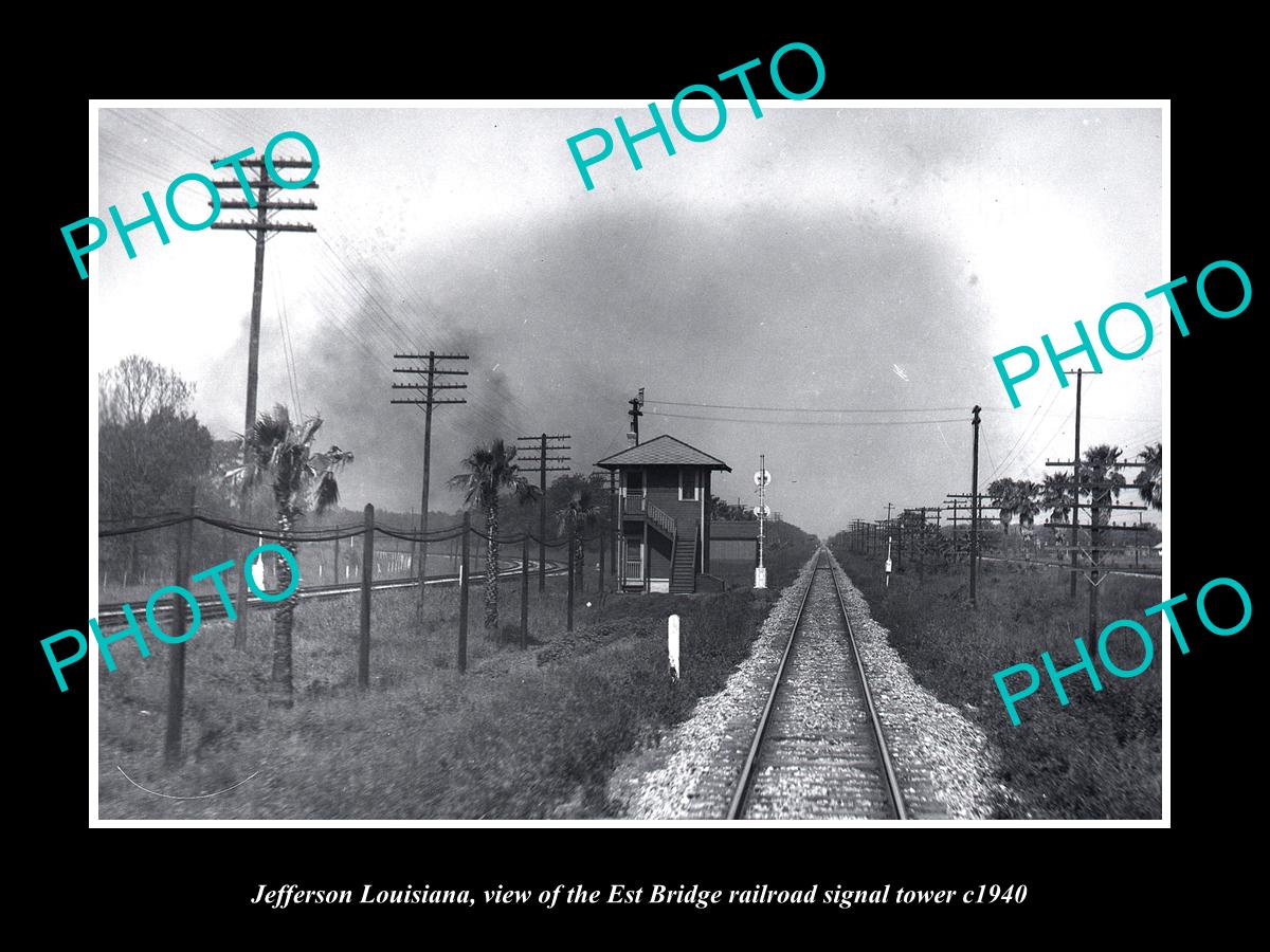 OLD LARGE HISTORIC PHOTO OF JEFFERSON LOUISIANA E/B RAILROAD SIGNAL TOWER c1940