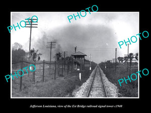 OLD LARGE HISTORIC PHOTO OF JEFFERSON LOUISIANA E/B RAILROAD SIGNAL TOWER c1940