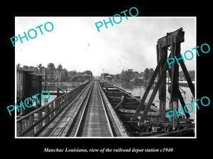 OLD LARGE HISTORIC PHOTO OF MANCHAC LOUISIANA RAILROAD DEPOT STATION c1940