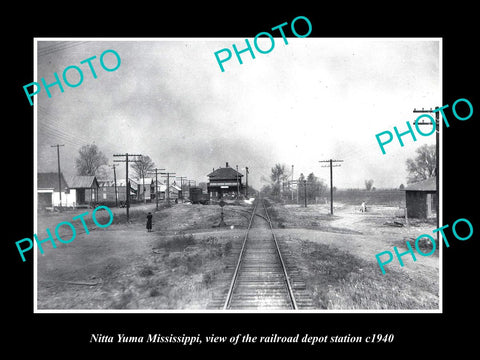 OLD LARGE HISTORIC PHOTO OF NITTA YUMA MISSISSIPPI RAILROAD DEPOT STATION c1940