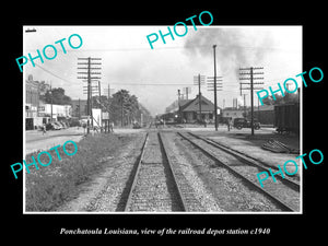 OLD LARGE HISTORIC PHOTO OF PONCHATOULA LOUISIANA RAILROAD DEPOT STATION c1940 1