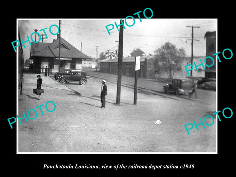 OLD LARGE HISTORIC PHOTO OF PONCHATOULA LOUISIANA RAILROAD DEPOT STATION c1940 2