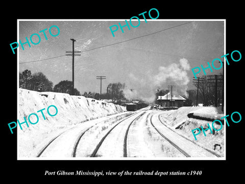 OLD LARGE HISTORIC PHOTO OF PORT GIBSON MISSISSIPPI RAILROAD DEPOT STATION c1940