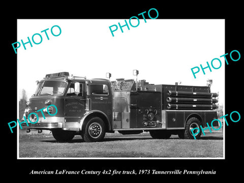 OLD HISTORIC PHOTO OF AMERICAN LAFRANCE FIRE TRUCK '73 TANNERSVILLE PENNSYLVANIA