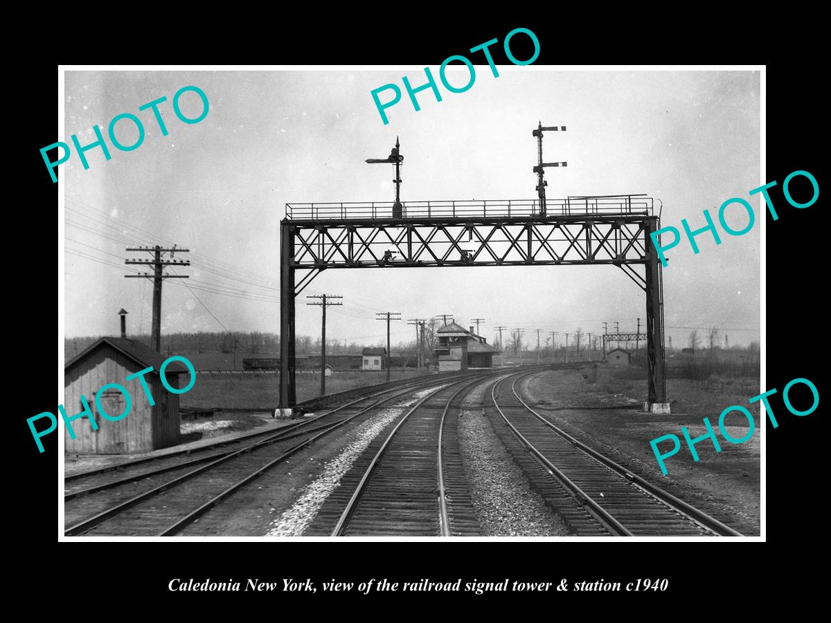 OLD LARGE HISTORIC PHOTO OF CALEDONIA NEW YORK, THE RAILROAD DEPOT STATION c1940