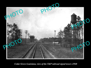 OLD LARGE HISTORIC PHOTO OF CEDAR GROVE LOUISIANA RAILROAD SIGNAL TOWER c1940