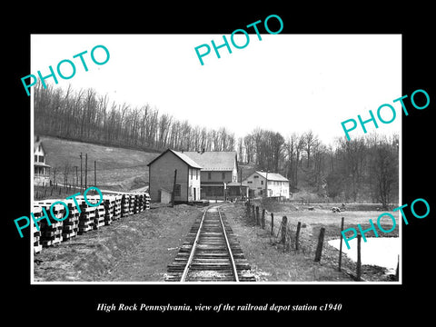 OLD LARGE HISTORIC PHOTO OF HIGH ROCK PENNSYLVANIA RAILROAD DEPOT STATION c1940